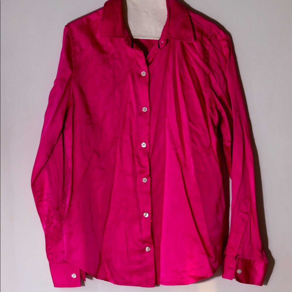 Hot Pink Isaac Mizarahi Button Down Blouse Size M